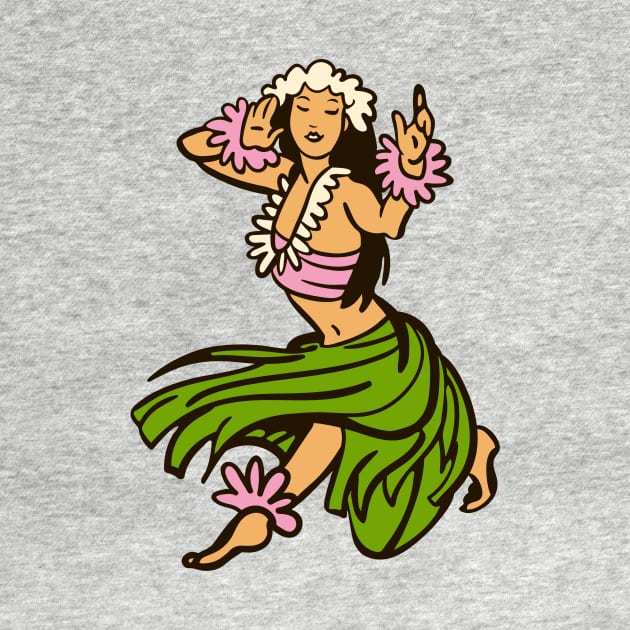 Vintage Hawaiian Hula Dancer Cartoon // Retro Hula Girl C by Now Boarding